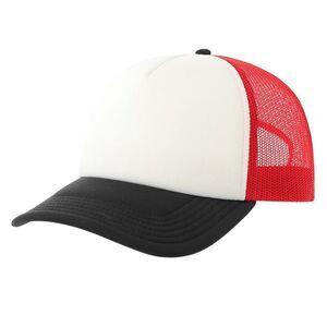 Atlantis Unisex Adult Rapper-S 5 Panel Recycled Mid Visor Trucker Cap / White/Re